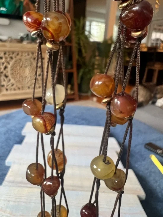 Cookie Lee Agate Beaded Necklace – Multi Strand Brown & Amber Tones - Picture 13 of 13